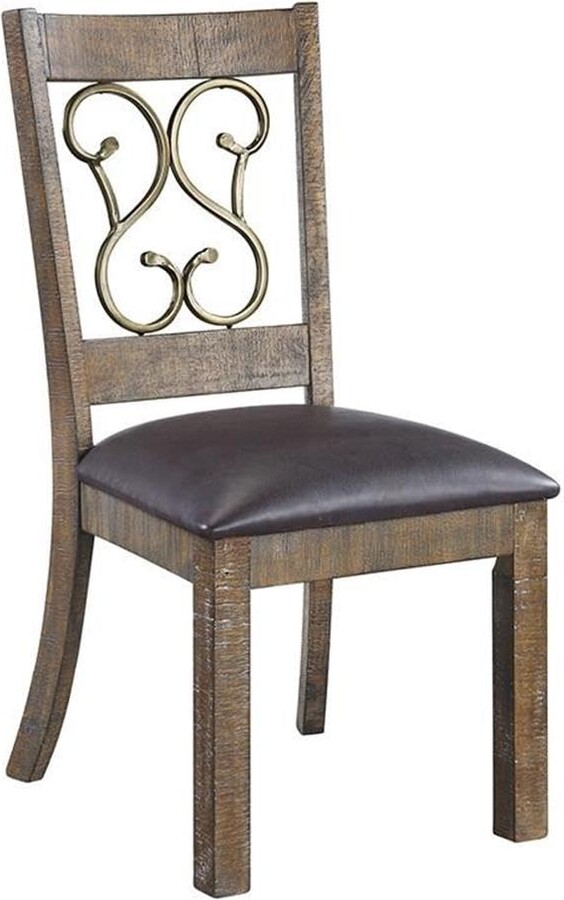 Acme Raphaela Side Chair in Black and Weathered Cherry (Set-2)