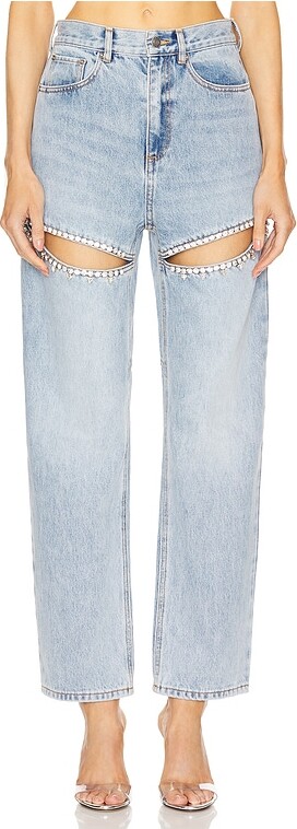 Area Crystal Slit Jeans
