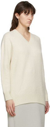 MAX MARA LEISURE White Alpaca Eligio V-Neck Sweater