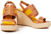 Thumbnail for your product : Tory Burch Two-tone Leather And Suede Espadrille Wedge Sandals
