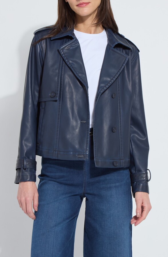 Lysse Evonne Faux Leather Crop Trench Coat
