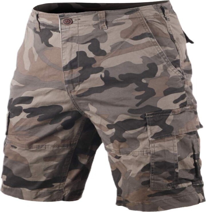 GYMAPE Men's Vintage Cargo Shorts Multi Pocket Loose Relaxed Fit Camouflage 100 Heavy Cotton