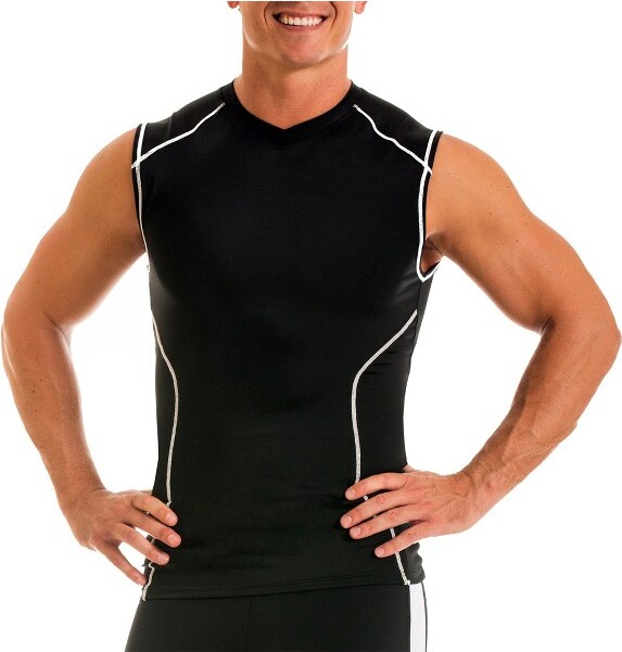 Instaslim InstaSlimActivewearCompressionContrastStitchingV-neckMA0013Black/WhiteSize2XL