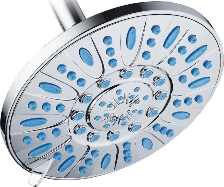 AquaDance® Antimicrobial 6-Spray 7 in. High Pressure Single Wall Mount Waterfall Fixed Adjustable Rain Shower Head in Chrome