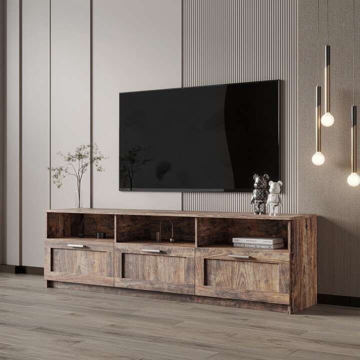NINEDIN Modern TV Stand with Open Locker Gaming Media Console, Console