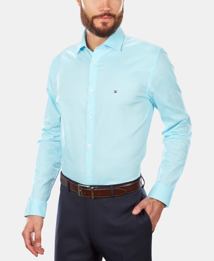 Robelli Turquoise Men's Diamante Collar & Cuff Satin Dress Shirt & Matching Tie