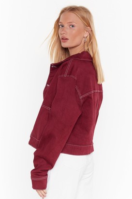 Nasty Gal Womens Handle the Stitch-uation Relaxed Denim Jacket - Red - 6