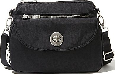 Baggallini Black Cheetah Calais Crossbody Bag