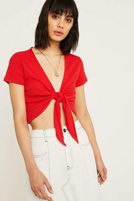Urban Outfitters Tie-Front Rib-Knit Top