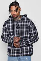 Thumbnail for your product : boohoo Grey Brushed Check Hooded Shirt