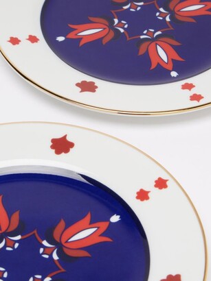 La DoubleJ Set Of Two 18kt-gilded Porcelain Dessert Plates