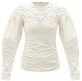 Thumbnail for your product : Isabel Marant Tayma Lace-panel Cotton-poplin Top - Ivory