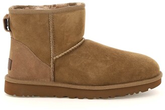 UGG CLASSIC MINI II BOOTS 37 Brown Leather, Fur ShopStyle
