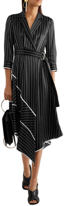 Jason Wu Asymmetric Striped Silk-charmeuse Midi Dress
