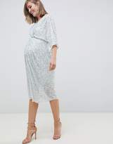 Thumbnail for your product : ASOS Maternity DESIGN Maternity scatter sequin knot front kimono midi dress