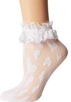 Thumbnail for your product : Betsey Johnson Blue by Betsey Blue Fishnet Shortie w/ Lace Trim & Heart Motif