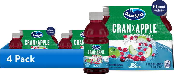 (4 pack) Ocean Spray® Cran-Apple™ Cranberry Apple Juice Drinks, 10 fl oz Bottles, 6 Count