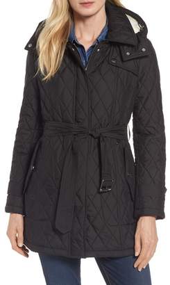 London Fog Quilted Coat with Faux Shearling Lining