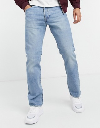 Levi's 501 original straight fit jeans in basil sand mid indigo light wash  - ShopStyle