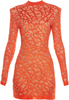 Balmain Coral-effect knit dress