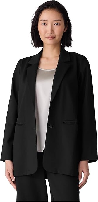 Eileen Fisher Washable Flex Ponte Long Blazer Women's Jacket Black : XL, Elastane/Lyocell/Nylon