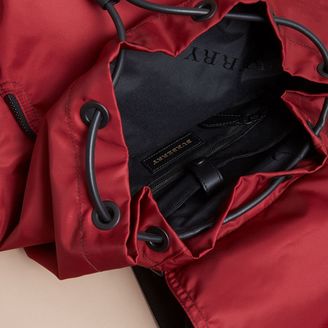 Burberry The Large Rucksack in Technical Nylon and Leather, Red