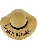 Thumbnail for your product : C.C Women's Paper Weaved Crushable Beach Embroidered Quote Floppy Brim Sun Hat