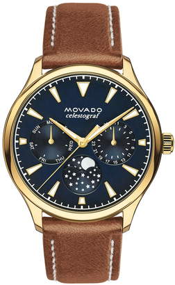 Movado Heritage Multifunction Leather Strap Watch, 36mm