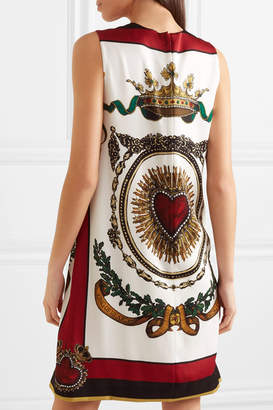 Dolce & Gabbana Printed Silk-blend Mini Dress - White