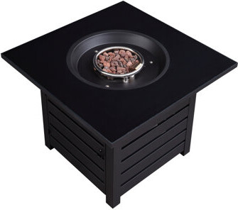 Latitude Run Fire Pit Table 32-Inch Square 50000 BTU Auto-Ignition Propane Gas Firepit With Waterproof Cover