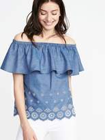 Thumbnail for your product : Old Navy Ruffled Off-the-Shoulder Cutwork Top for Women