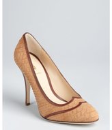 Thumbnail for your product : Fendi cafe au lait snake embossed leather round toe pumps