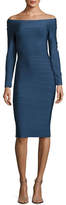 Thumbnail for your product : Herve Leger Off-the-Shoulder Bandage Dress, China Blue