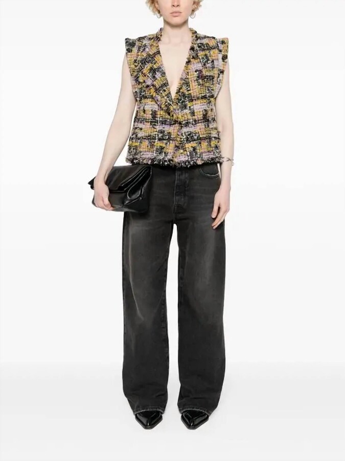 Isabel Marant Djiroy Vest In Lilac/yellow