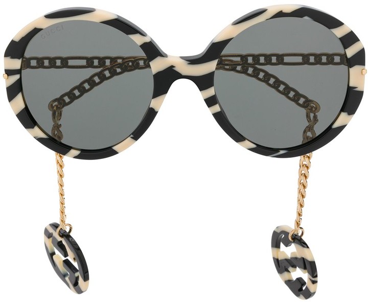 Gucci Eyewear ZebraStripes RoundFrame Sunglasses ShopStyle