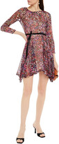 Thumbnail for your product : Maje Asymmetric Belted Floral-print Silk-crepon Mini Dress
