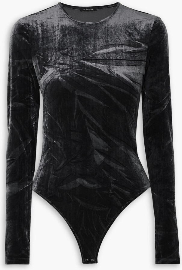 Gold Sign The Wheeler stretch-velvet bodysuit