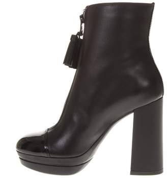 Hogan Black Leather Platform Boots