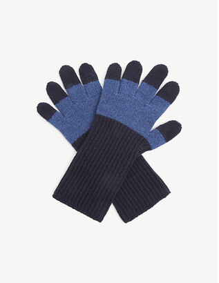 Homme Plissé Issey Miyake Two-toned ribbed wool-blend gloves