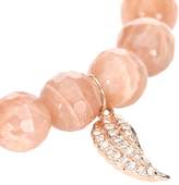 Thumbnail for your product : Sydney Evan Mini Wing moonstone beaded bracelet with 14kt rose gold and diamond charm