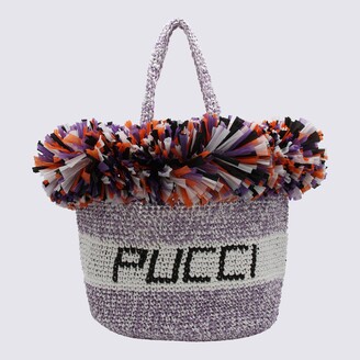Emilio Pucci Lilac And Multicolour Rafia Tote Bag