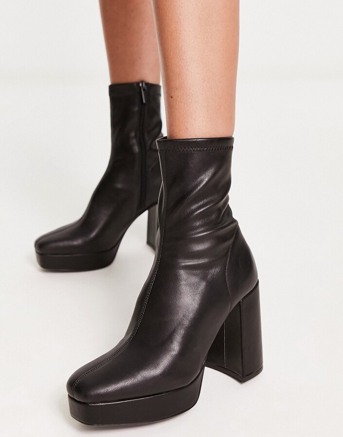 Platform Ankle Boots Stradivarius Platform Boots In Black