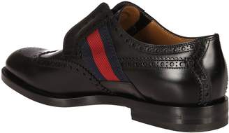 Gucci Bee Web-Trimmed Derby Shoes