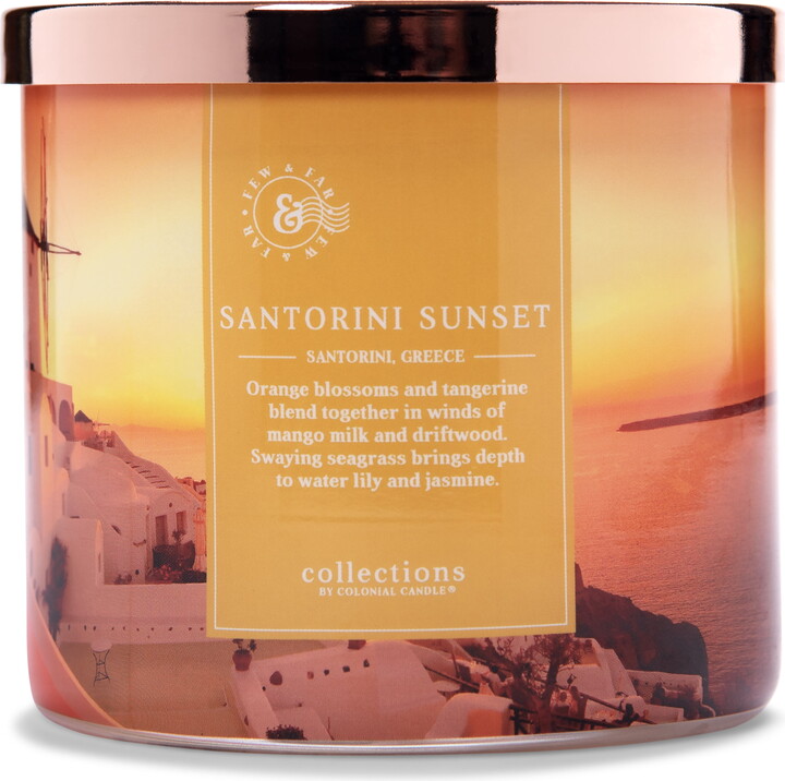 Colonial Candle Santorini Sunset 14.5Oz, 3 Wick Candle, Yellow