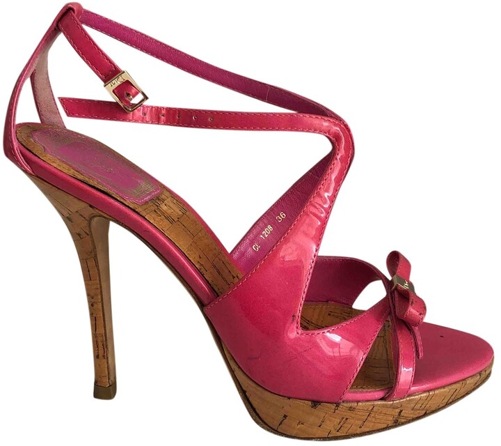 Christian Dior pink Patent leather Sandals - ShopStyle
