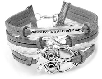 BoolavardÂ® TM Boolavard TM Easter Infinity Owl Friendship Leather Charm Bracelet Gift Including Gift Box