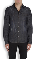 Thumbnail for your product : Philipp Plein Dark blue distressed denim shirt