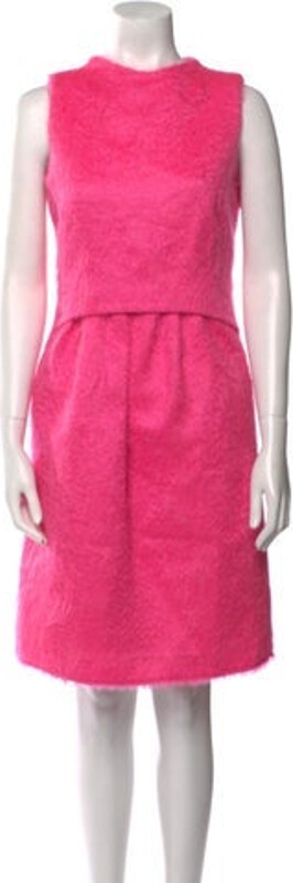 Milly Sheath Dress Pink Sleeveless with Crew Neck Exposed Zip Closure at Back Size not listed, estimated from measurements. Designer