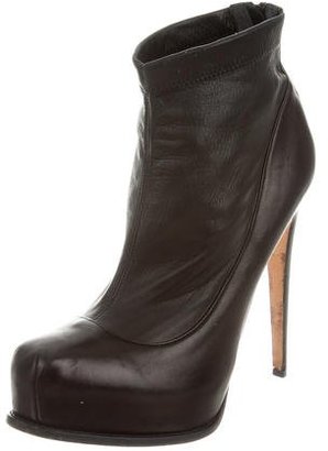 Brian Atwood Leather Platform Ankle Boots