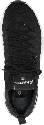 Chanel Pre Owned Rib-Knit Lace-Up Sneakers